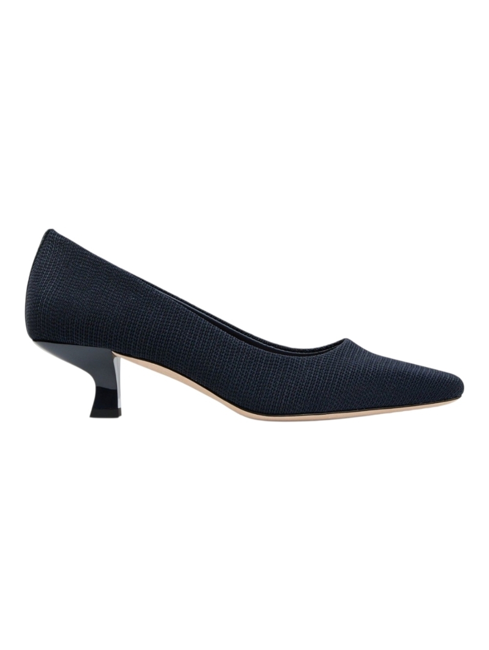 Donald Pliner Cristine Knit Pumps Navy 9.5M Square Toe Kitten Heel NWOB